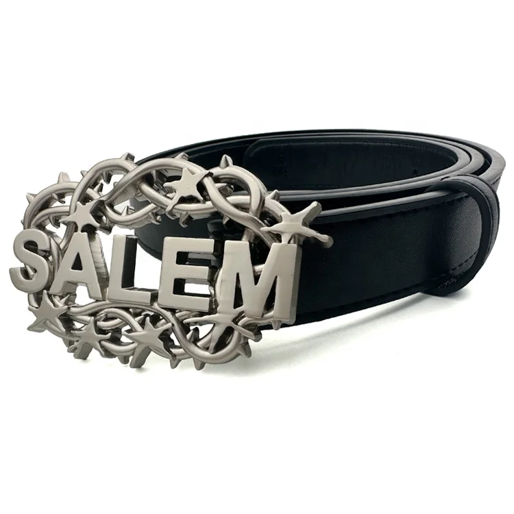 Custom Letter Shape Metal Belt Buckle Brand Logo Matt Silver Plating Metal 38mm Alloy Buckle for Man