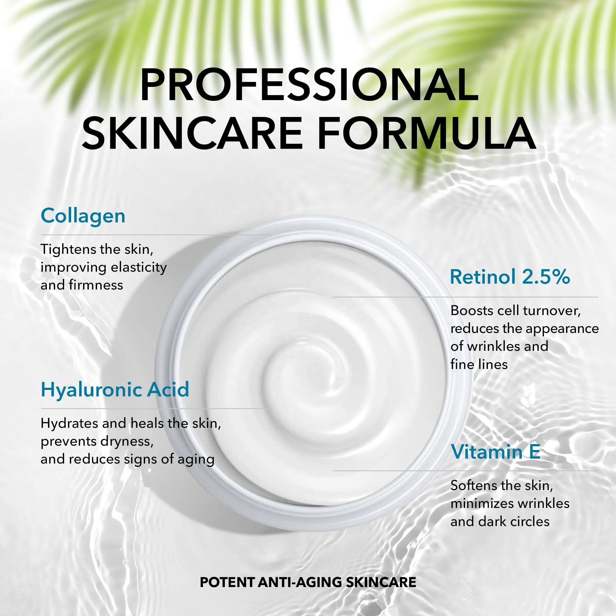Face Moisturizer Collagen Cream - Anti Aging Night Cream - Made in USA - Neck  Cream with Retinol  Hyaluronic Acid - Wrinkle
