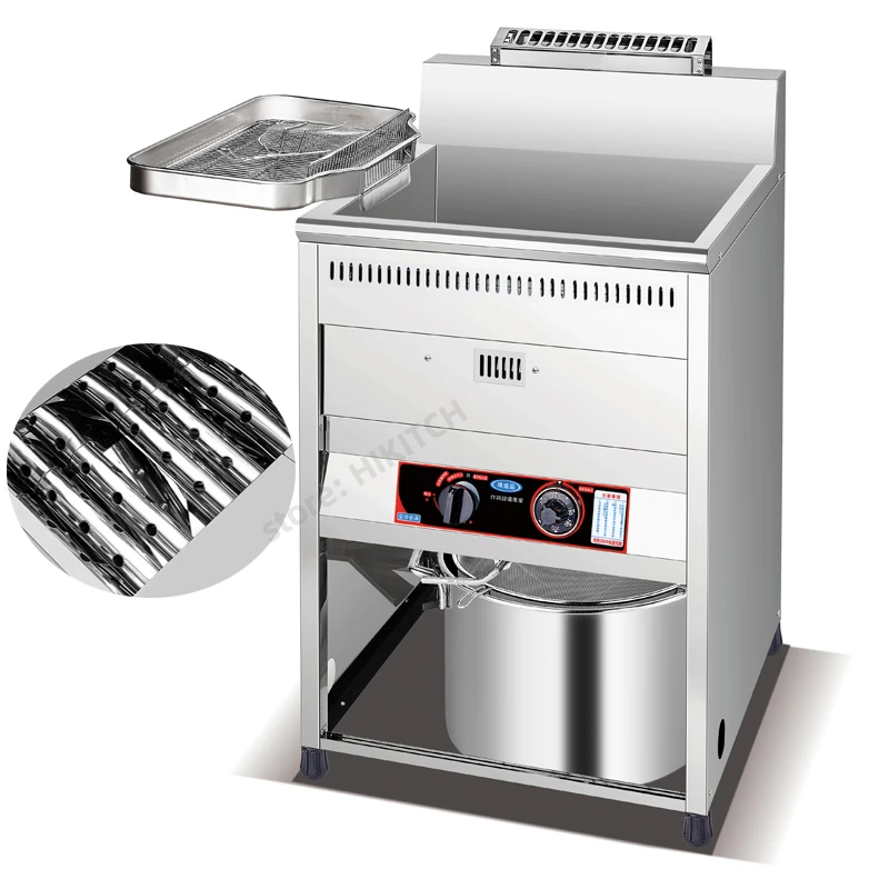 Hot sale stand gas chips deep fryer 23CFJB commercial LPG thermostat 1 tank 23L chicken dough stick frying machine for canteen