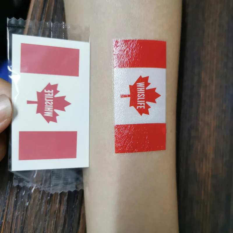 Custom Water Transfer Canada Flag Body Face Tattoo Sticker National World Country Temporary Flags Tattoo Stickers