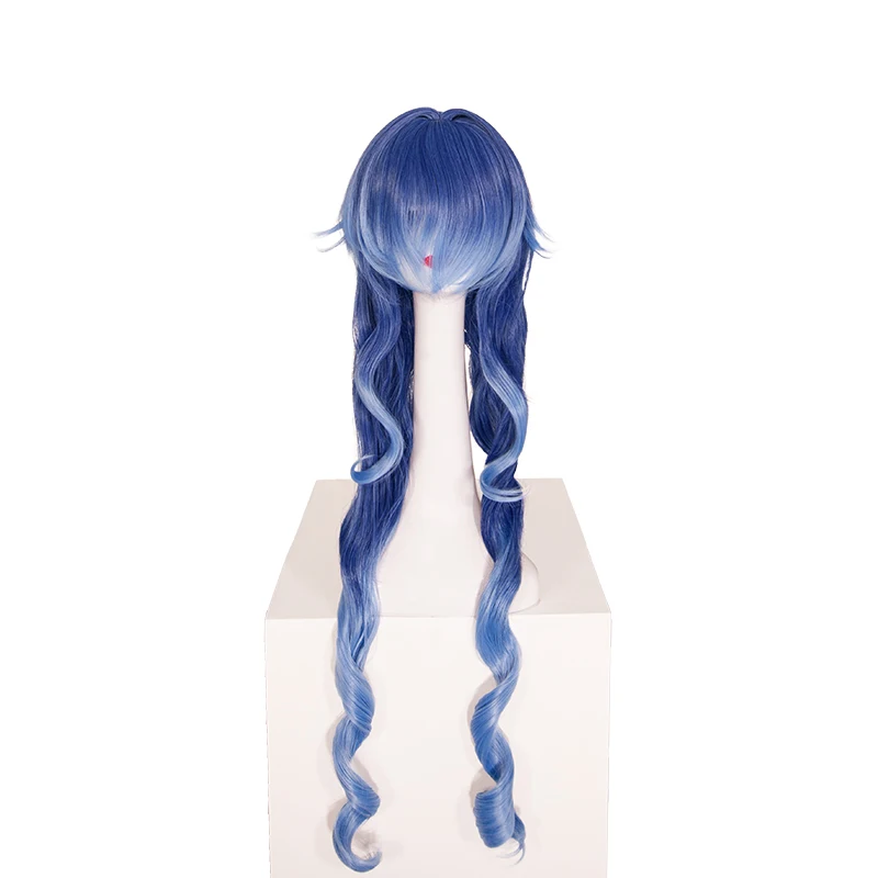 Wholesale Genshin Impact Layla Wig 100cm  Long Curly Blue Mixed Cosplay Synthetic Anime Halloween Party Heat Resistant Hair Wig