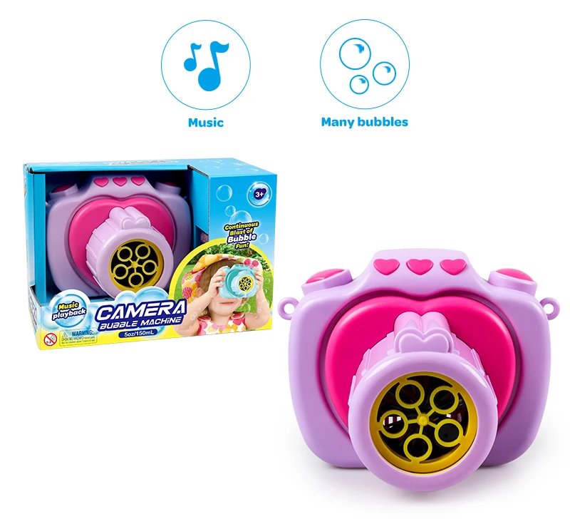 Automatic B/O Soap Bubble Camera kids toy music camera bubble machine