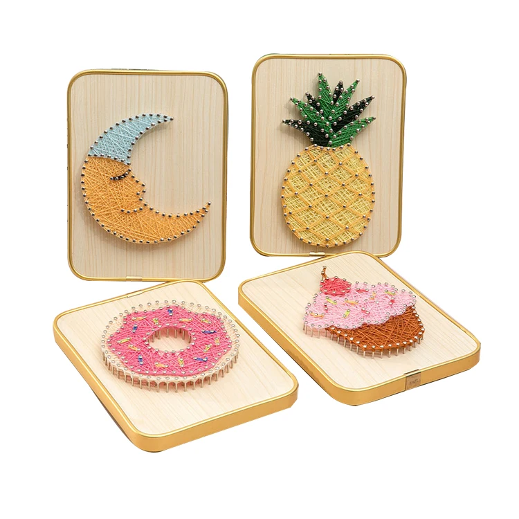 Adult Kids Toys Easy DIY Craft Wooden Art Nail String Art Kit Painting with Nails