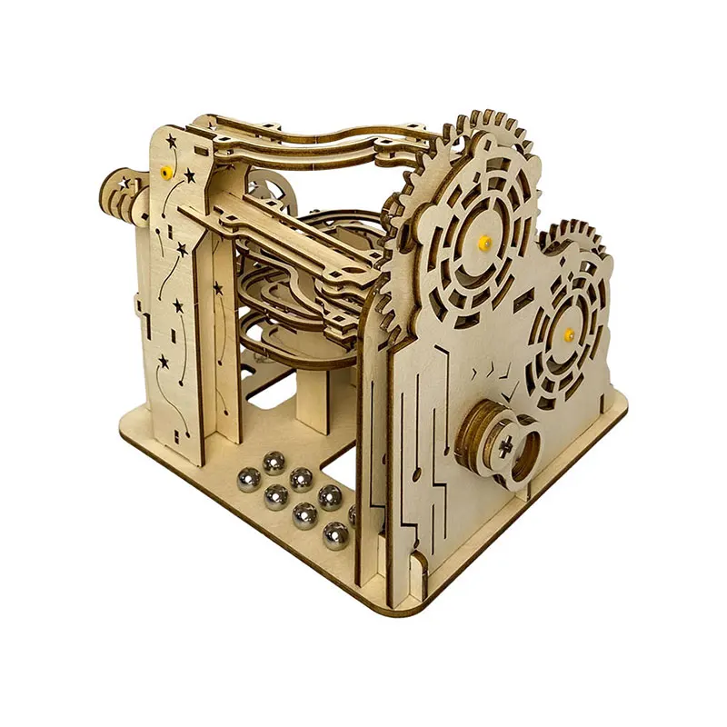 Handmade Assembly Mechanic 3d Marble Run Wooden Puzzles Educational Toys Track Ball Game Transmission Model for Kids Learning