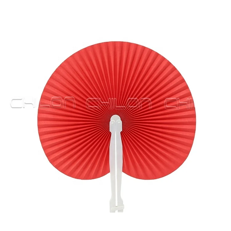 Chinese Paper Fan Folding with white plastic handle Summer