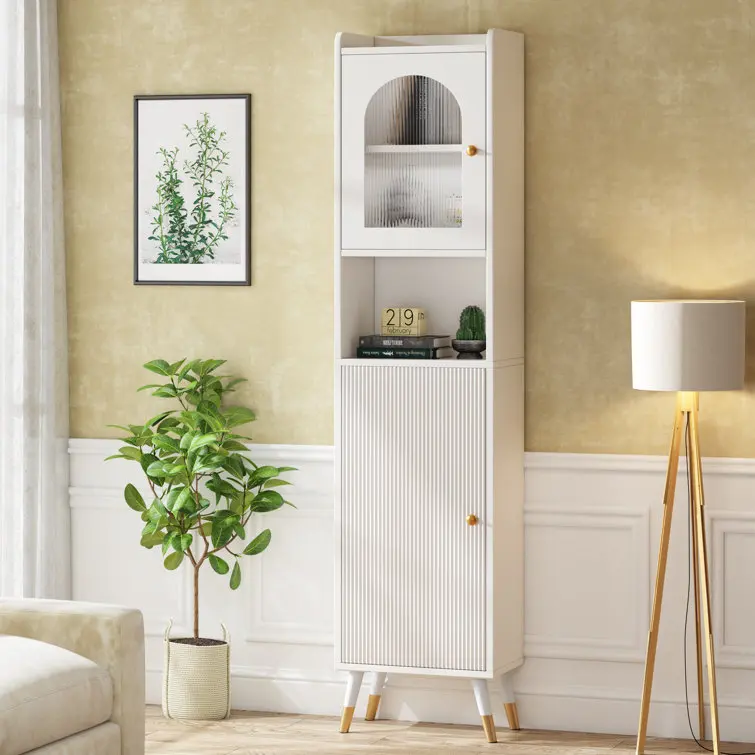 Freestanding Linen Cabinet Built with 0.59' thick high-quality environmentally premium MDF practical tall bathroom cabinet
