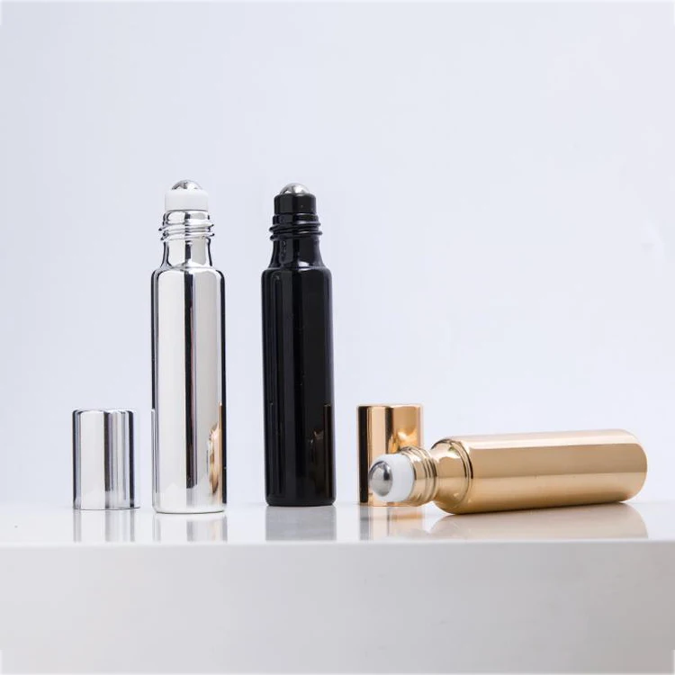 5ml 10ml black gold glass roll on ball bottle eyecream container in stock