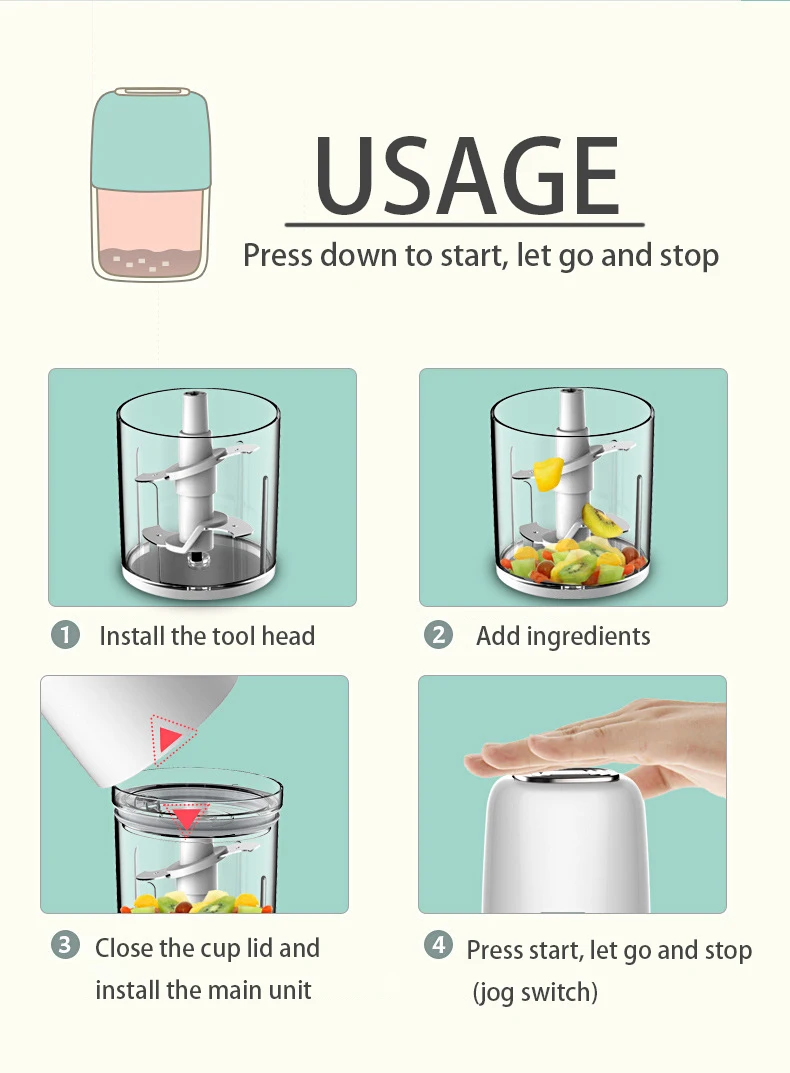 2022 Chopper Vegetable Good Quality Green Speedy Salad Knife Vegetables Meat Cleaver Kitchen Mini Electric Machine Price