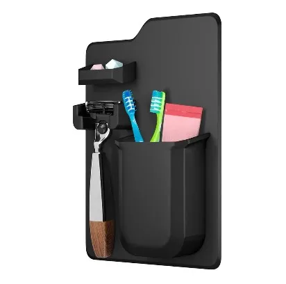 Bathroom Silicone Waterproof Toothpaste Wall Mounted Toothbrush Razor Holder