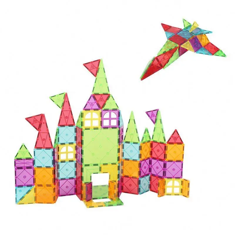 Kids Magnet Toys Magnet Building Tiles, 100 Pcs 3D Clear Color DIY STEM  Magnetic Building Blocks Set, Educational Toys for Kids