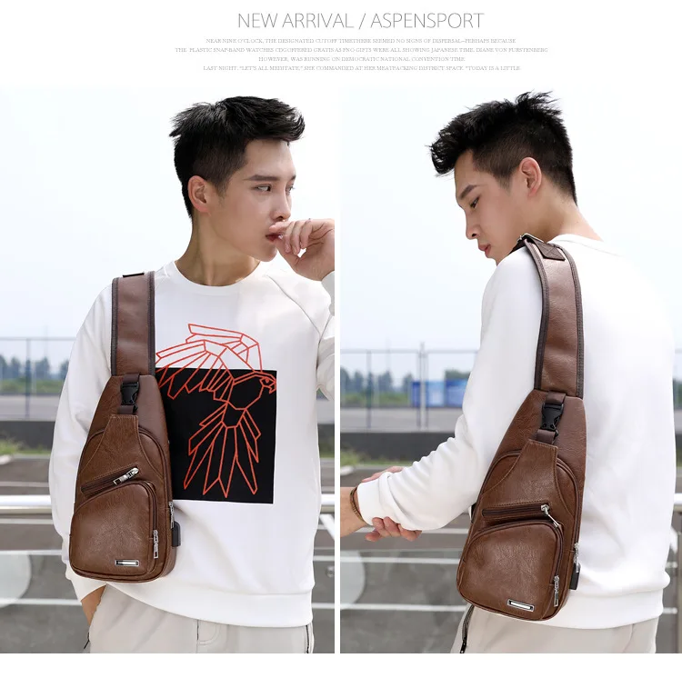 
Hot Men Handbags Casual PU Leather Bag Vertical Briefcase Shoulder Messenger Bags usb charger port earphone hole 