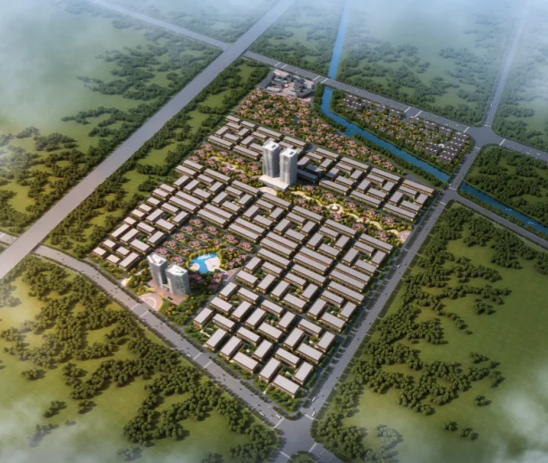 3d rendering building photo for sponge city design and building solution and planning with air view and night view photos