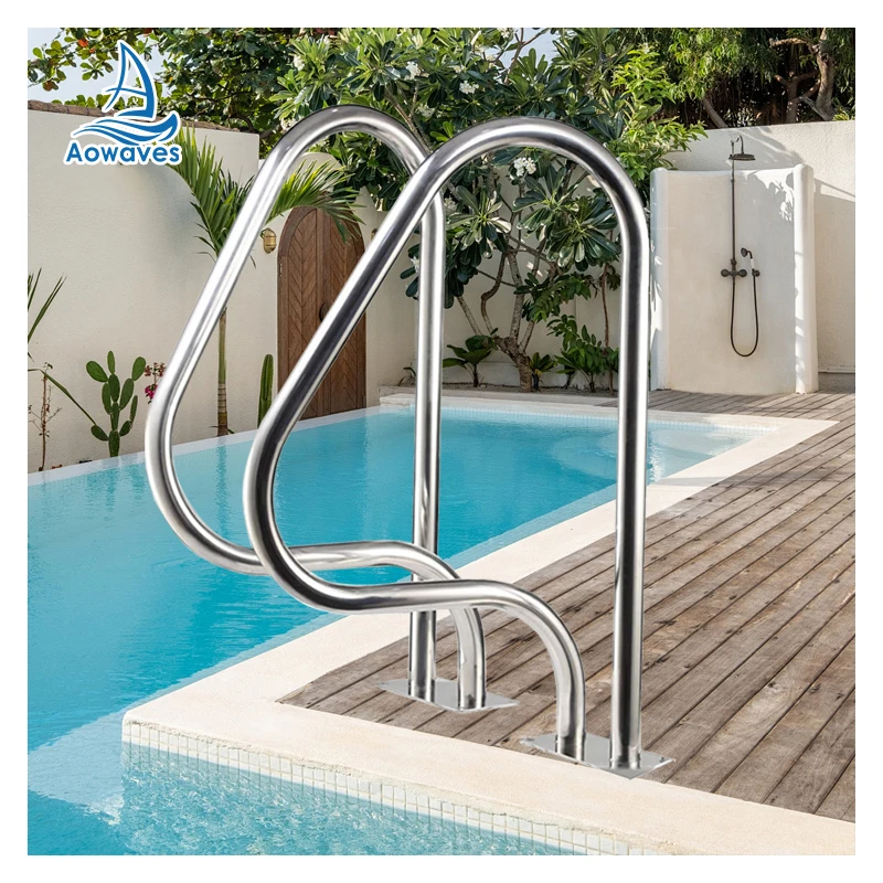 High Quality Stainless Steel Step Pool Ladder Silver Safety Pool Steps With Handrail Swimming Pool Safety Floor Handrail