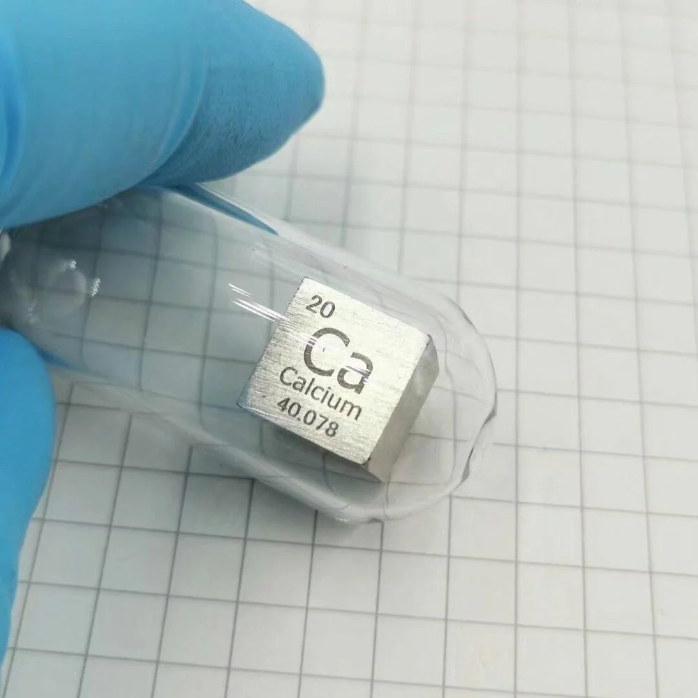Calcium Ca Metal 10mm Density Cube 99.9% Pure In Glass Ampoule