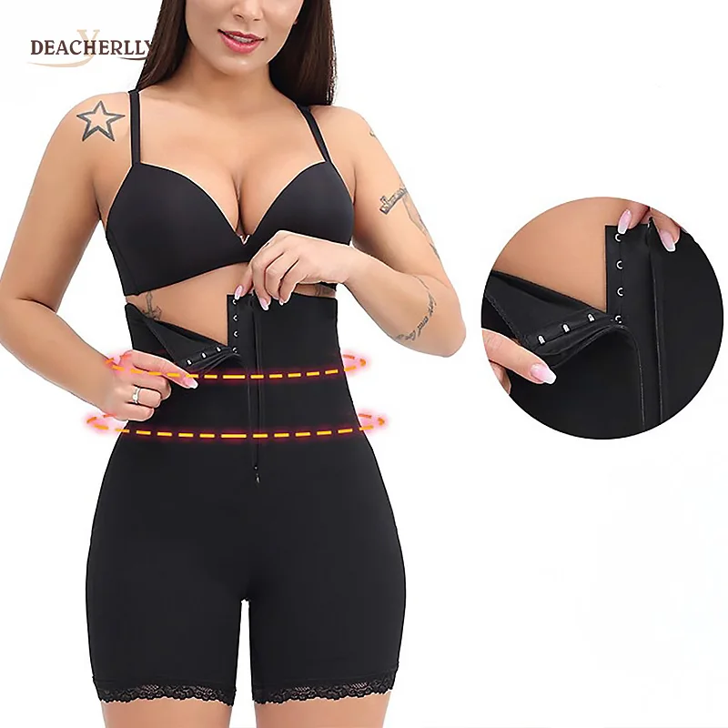 High Waist Abdominal Control Soft Smooth Waist Thigh Shaper Shorts With Zip And Clip