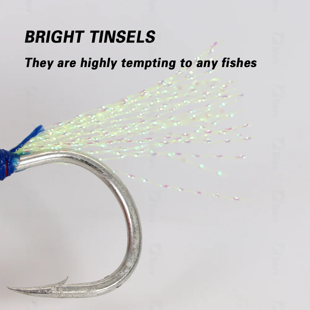 Tolure new style Double Assist Hooks 2/0-9/0 for Jigging Lures Anti-corrosive Jig Hooks Stainless Steel Fishing Hook