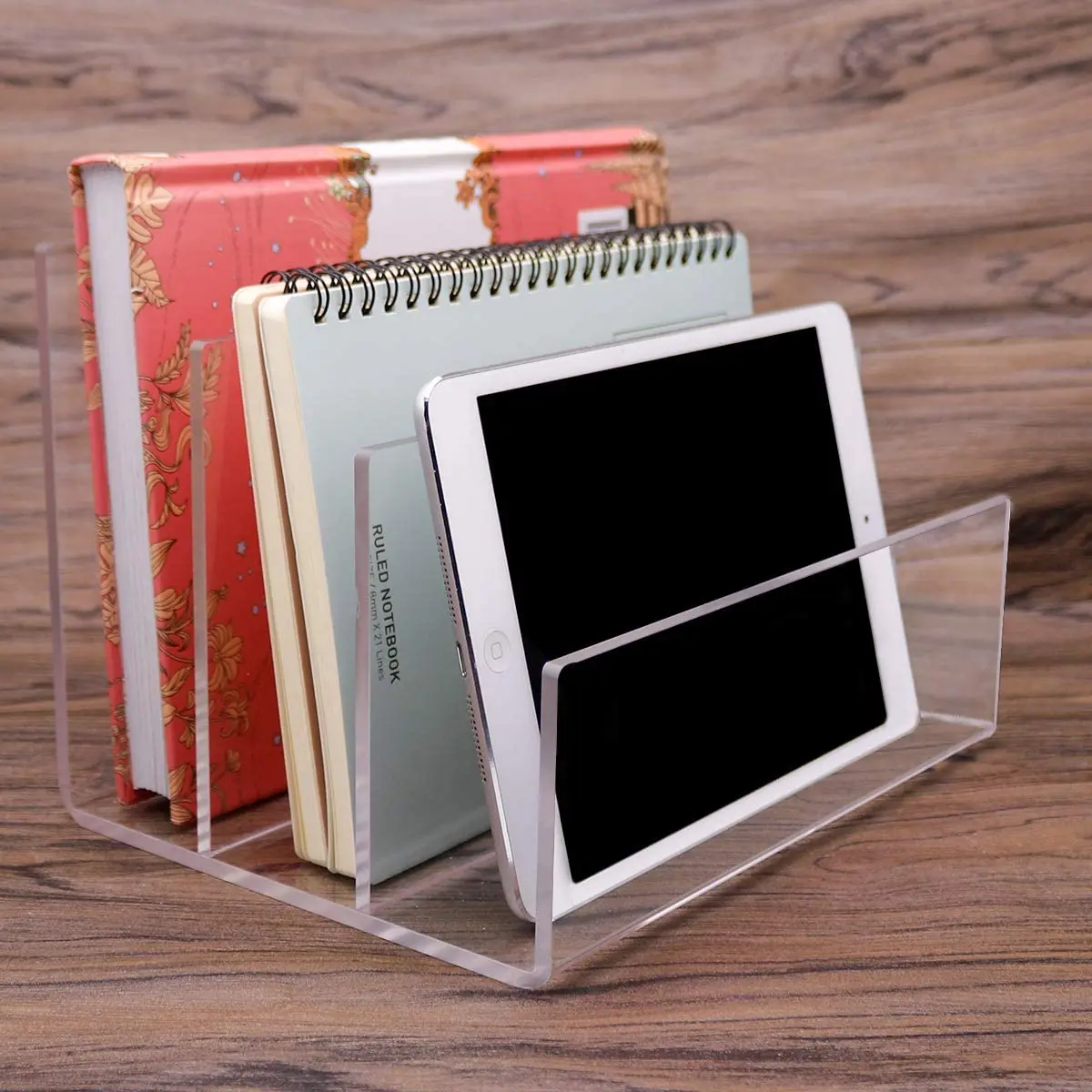Clear Acrylic File Folder Holder Rack Plexiglass Document Laptop Organizer
