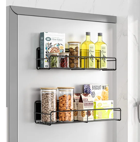 Magnetic absorption seasoning rack refrigerator perforation-free seasoning rack wall mounted metal Spice rack
