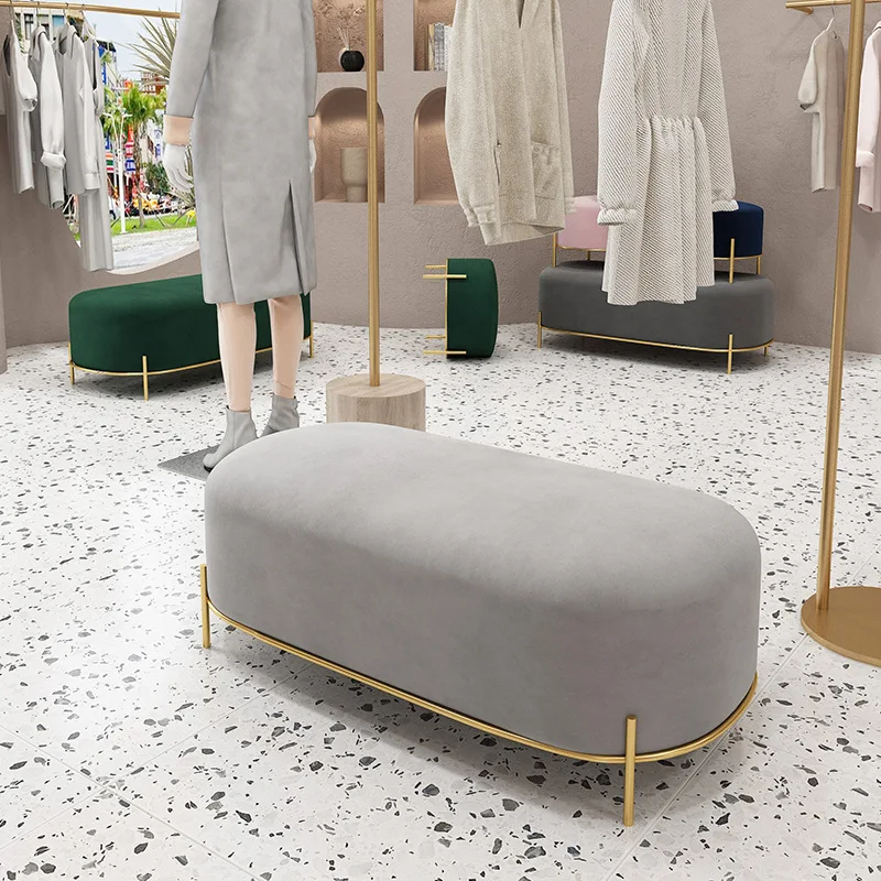 Home Dining Round Modern Indoor Luxury Foot Step Living Room Furniture Metal Chairs Gold Velvet Stool Ottoman