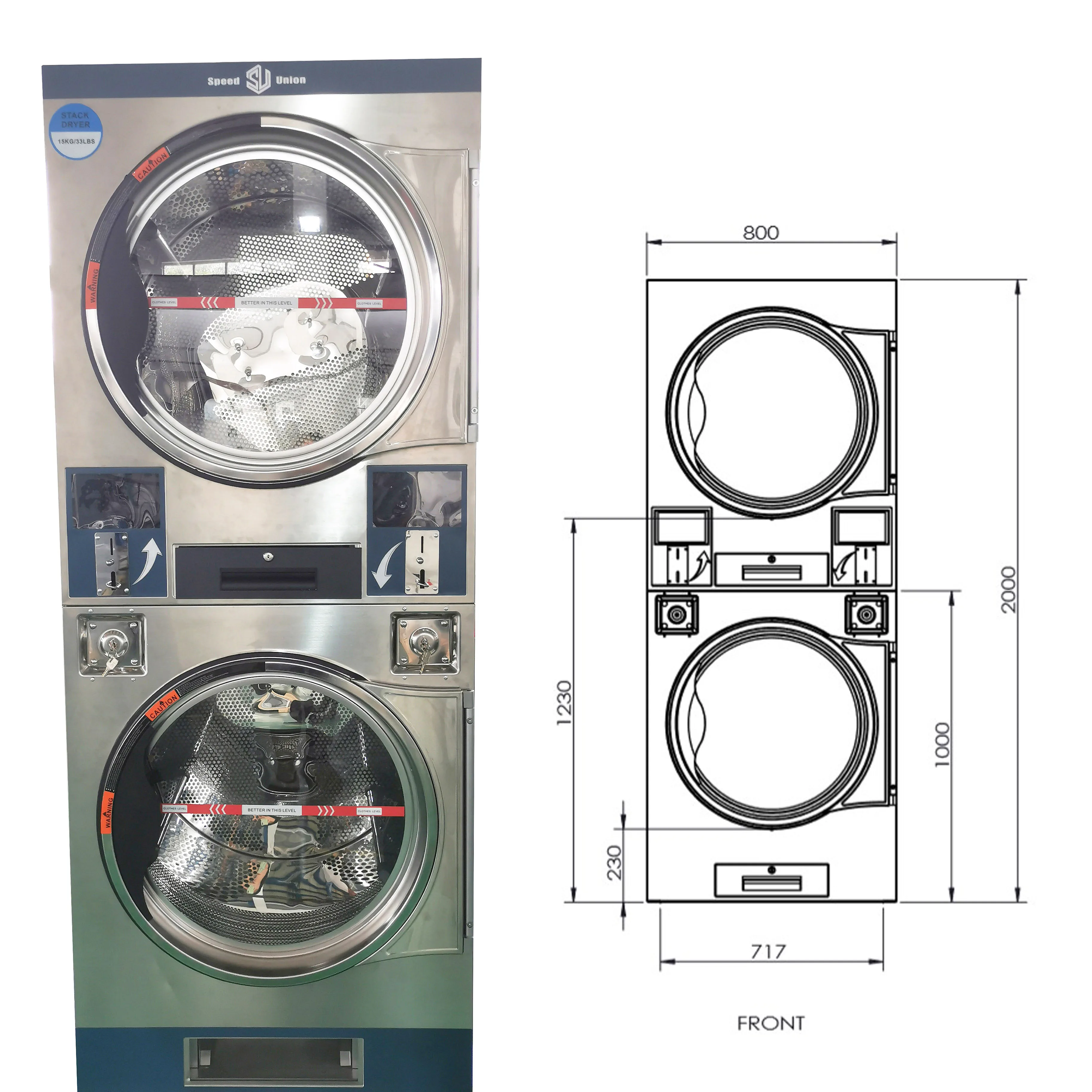 Factory direct sale Cheap Price Washing Machine and dryer stack Commercial Laundry Automatic