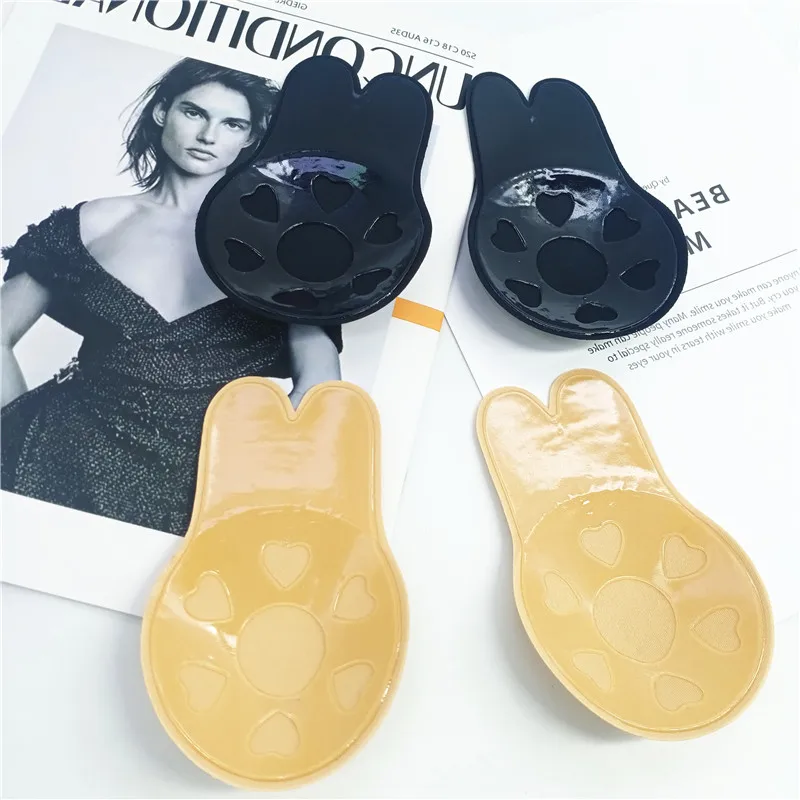 Newest design custom rabbit silicone nipple pasties lift  nipple cover push up bra