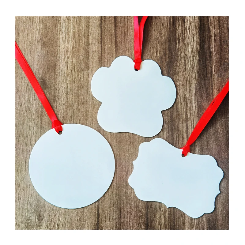 2024 RedSharkSub Wholesale Sublimation Ornaments London Snowflake Shape with Ribbon for Heat Press Personalized Ornament Blanks