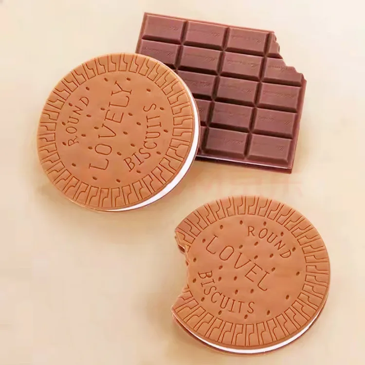 Hot Selling Cute Stationery Chocolate Biscuit Shape Soft Rubber Cover Note Paper Message Fancy Memo Pad Note Book