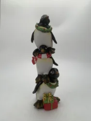 Hot Sale Christmas Three Penguins with Gifts Cute Ornaments Toys Mini Resin Crafts