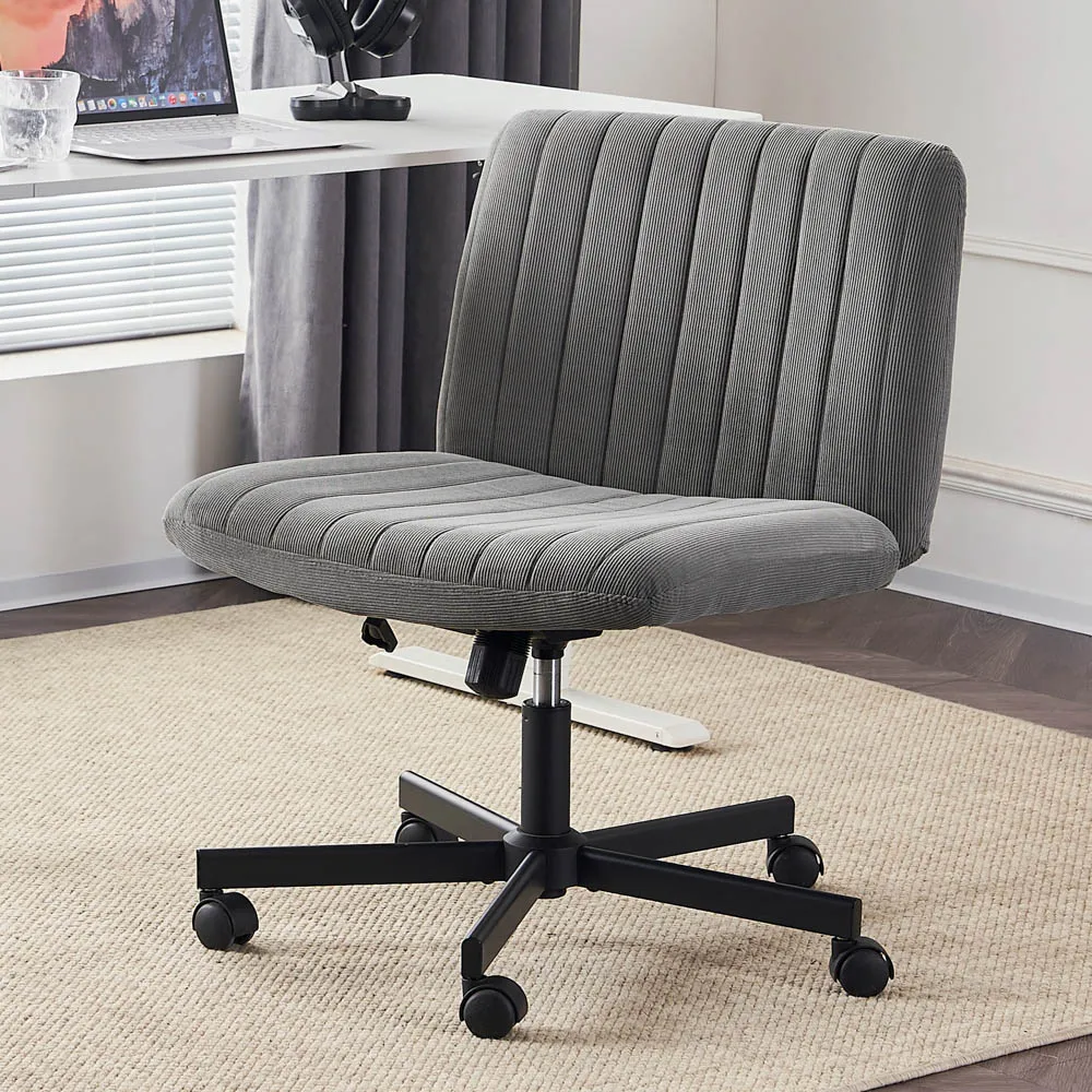 Modern Swivel Height Adjustable Armless Cross Legged Desk Chair Office Chair With Wide Seat For Home Office