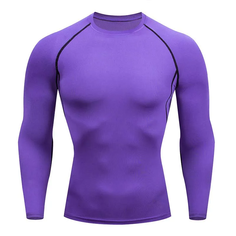 Long Sleeve men running clothes Basketball Sports Training T-shirt mens gym wear High Elastic Compression fitness clothing