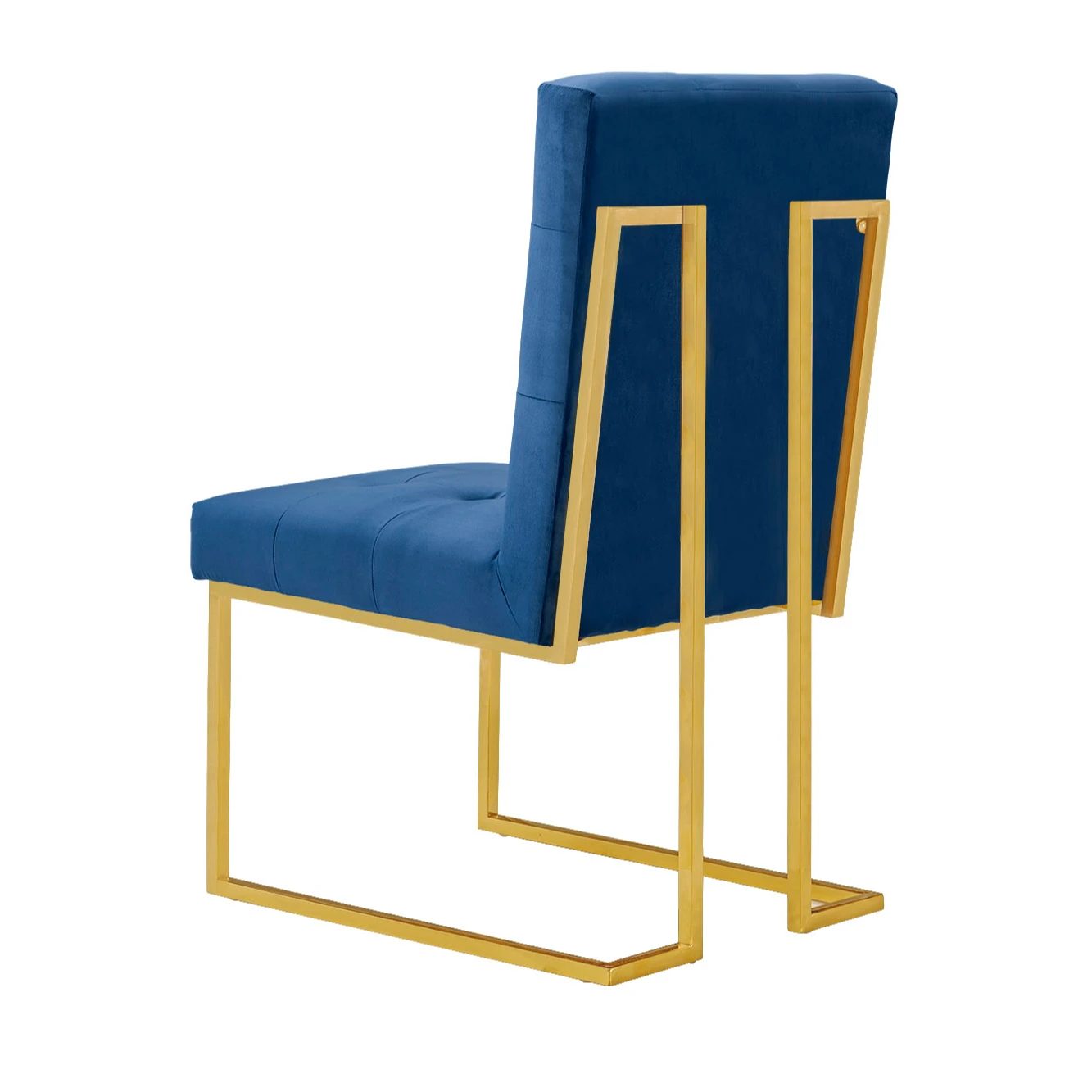 Nordic Minimal Blue Pink Grey Velvet Cushion Gold Legs Backrest Dinning Chairs Seats