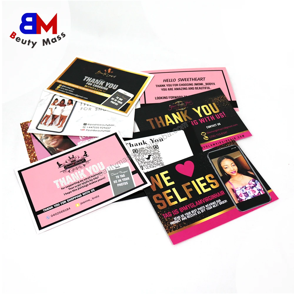 High Quality Custom colorful paper thank you cards with logo thank you business card printing