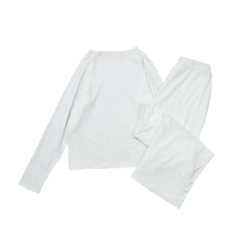 US Size DIY Design Lounge House Casual Wear Customized Logo Family Sleepwear Sublimation White 2 Pcs Pajamas Sets