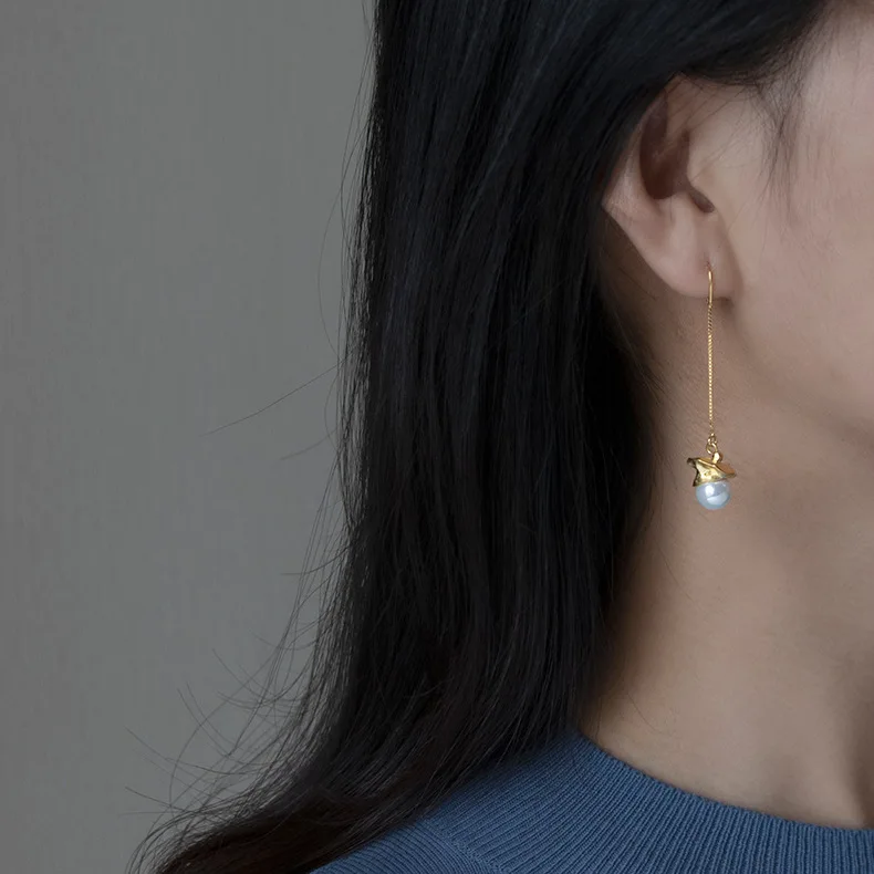 
925 Sterling Silver Desinger Earrings Popular Brands Hat Funny Earrings Pearl Jewelry Set 