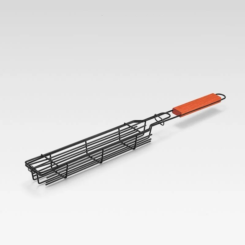 Burn-free Barbecue cage Baskets Portable Stainless Steel Kabob Grilling Basket with Non-stick Coating BBQ Tools for Grilling