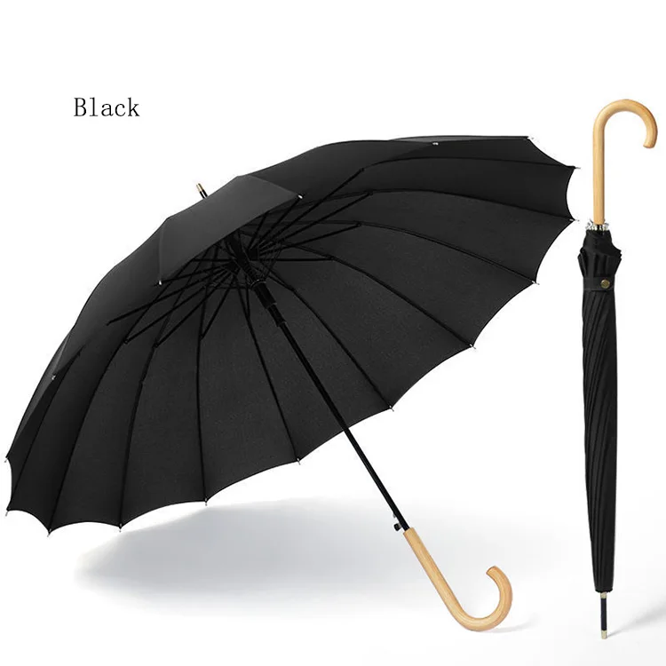 Eco Friendly Recycled PET panels 27 inch Auto Open Stick Wooden Curved Handle Umbrella