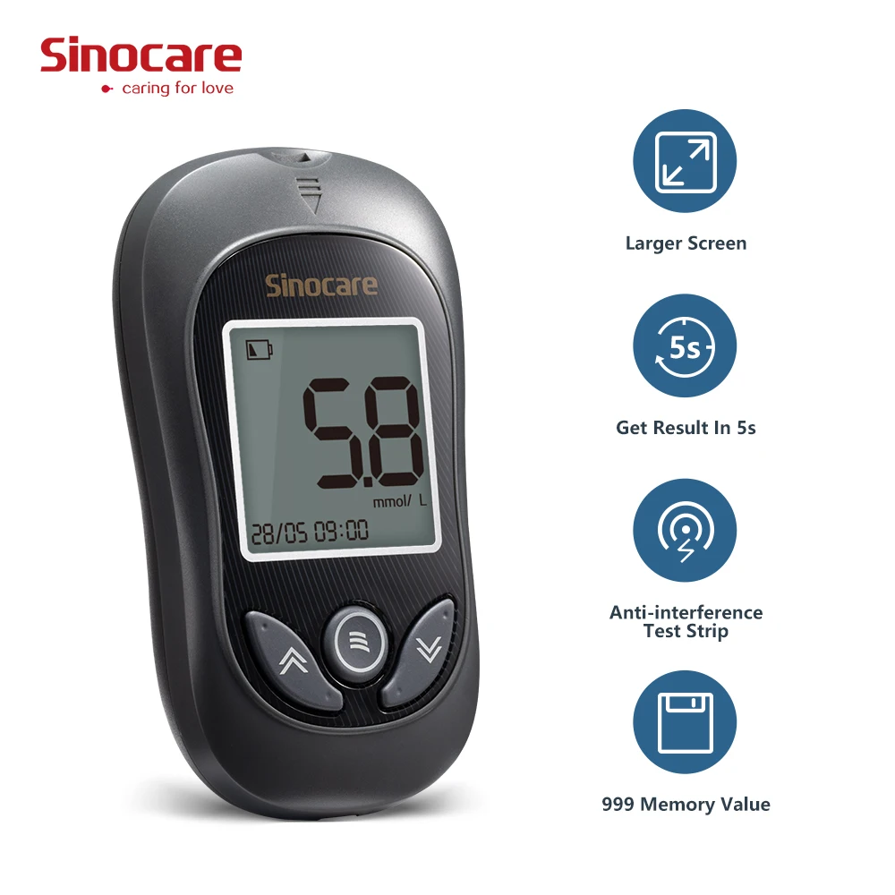 Sinocare Glucometer Kit Glucometro Glucose Monitor Test Meter Blood Sugar Measuring