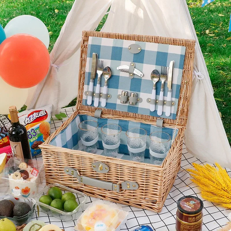 Factory Supplier bulk woven disposable rattan willow food storage wine bottle holder picnic set tall divided wicker basket