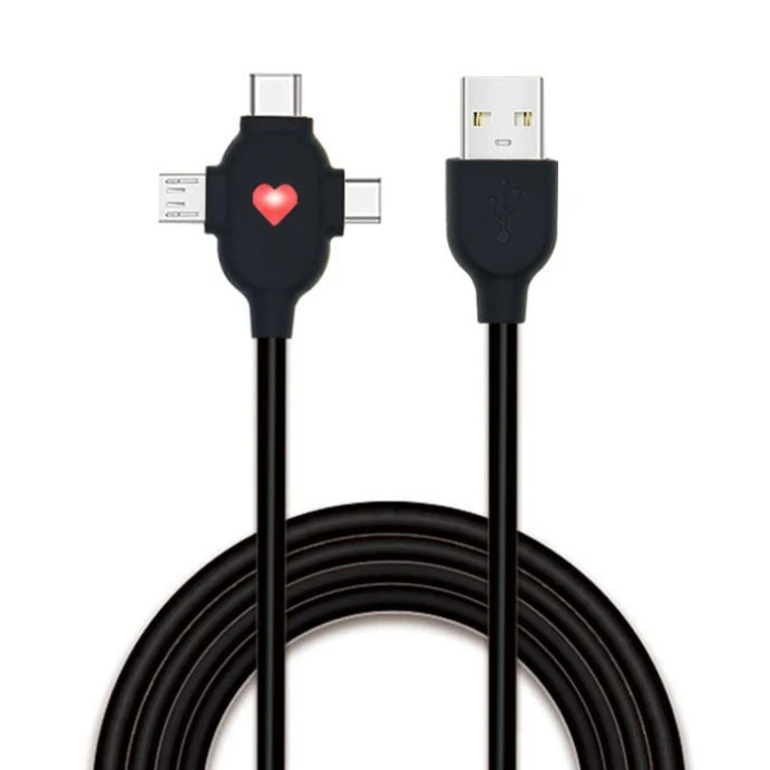 Custom Logo USB Data Charging Cable USB Micro Type C Cable 3in1 LED USB cables