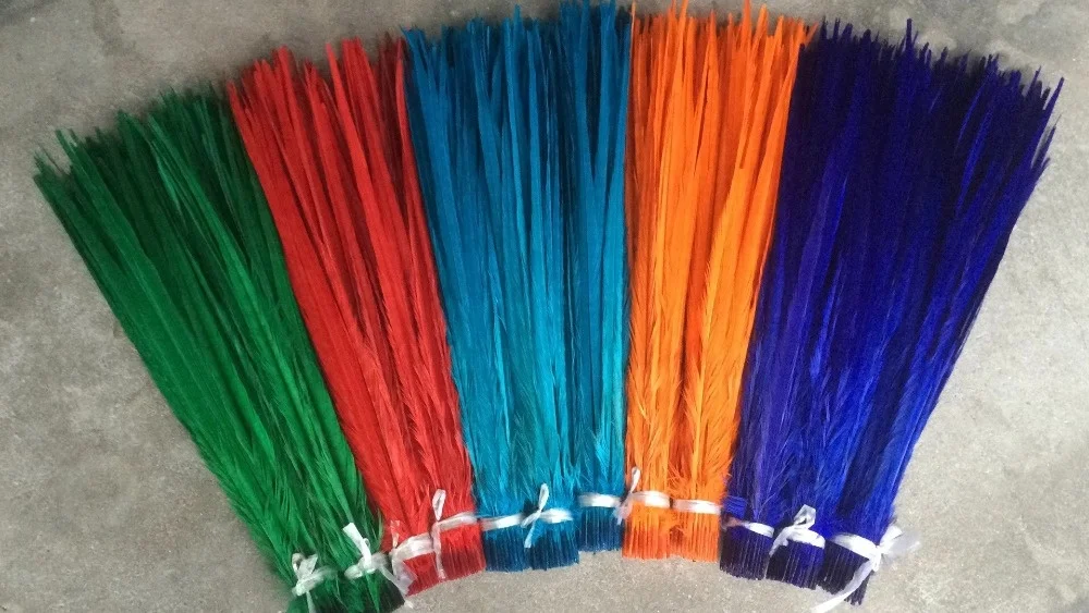 Отбеленное/окрашенное перо фазана, 22-24 дюйма (55-60 см)