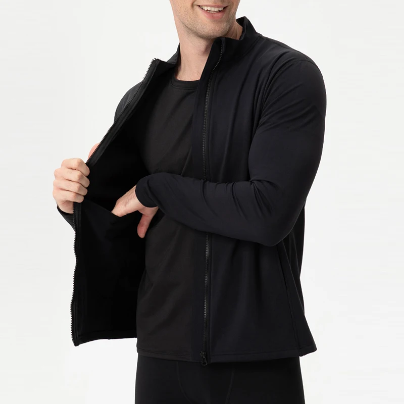 Winter keep warm plus velvet sports coat slim zipper training running clothes men outdoor fitness jacket