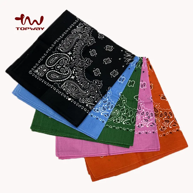 Wholese Custom Print 100%Cotton Soft Headband Square Paisley Bandana Kerchief Hair Ties Multifunctional Neck Square Scarf