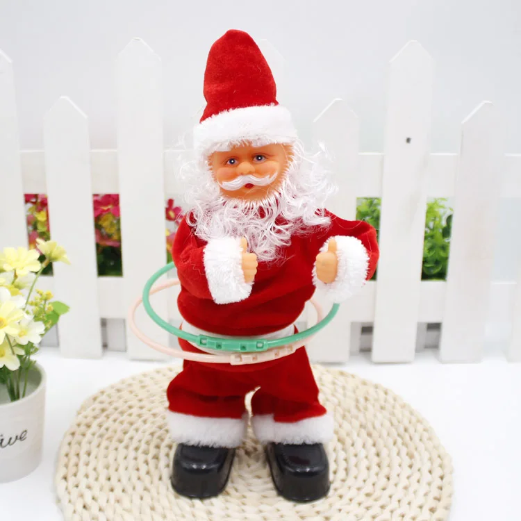Santa Claus turn hula hoop music electric Santa Claus Christmas gift creative Santa Claus doll doll decor
