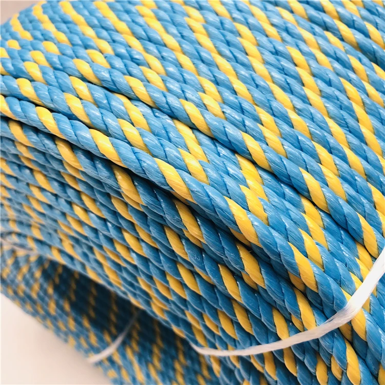 Ropenet  factory supply 6mm Polypropylene Blue Yellow Hauling Rope