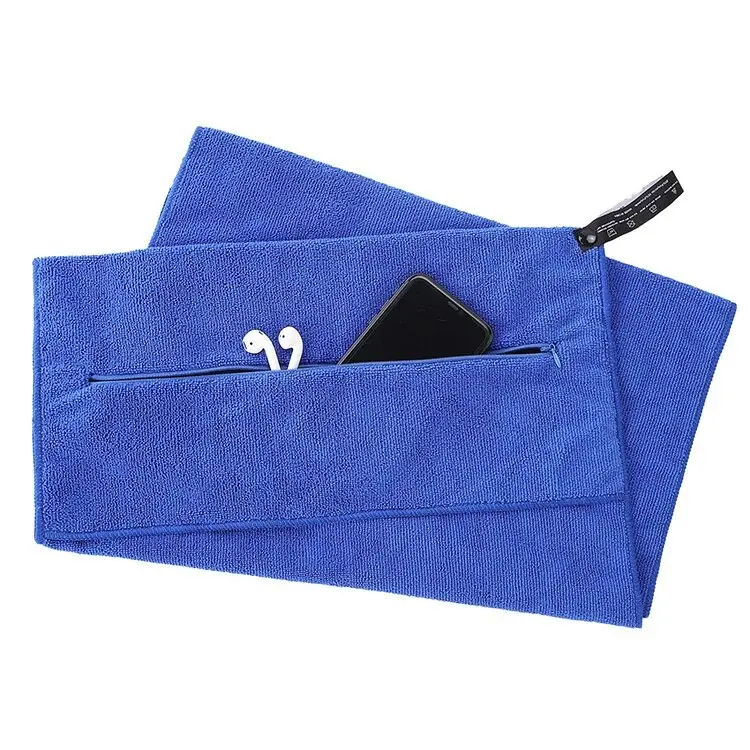 High Quality Gym Equipment Sweat Absorbent Sport Towel with Pocket Soft Skin Friendly Microfiber Gym Towel for Indoor Sports