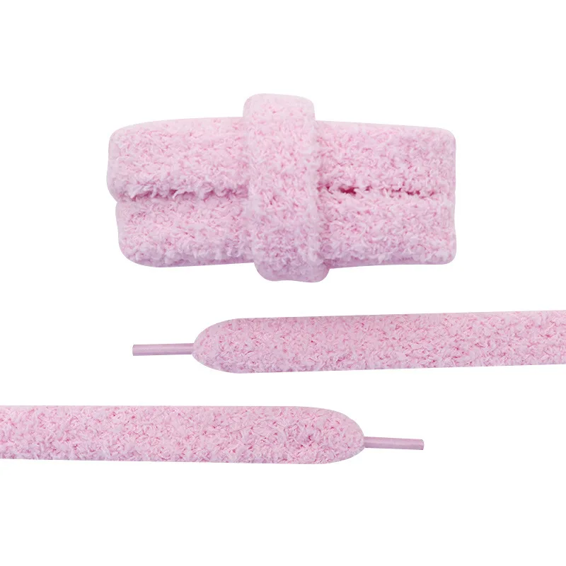 High Quality 15mm Flat Fluffy Shoelaces Fashionable Fluffy Shoe Laces For Sneakers