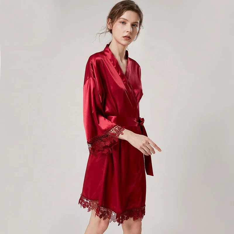 2021 factory price women summer satin sleepwear chinese kimono robe