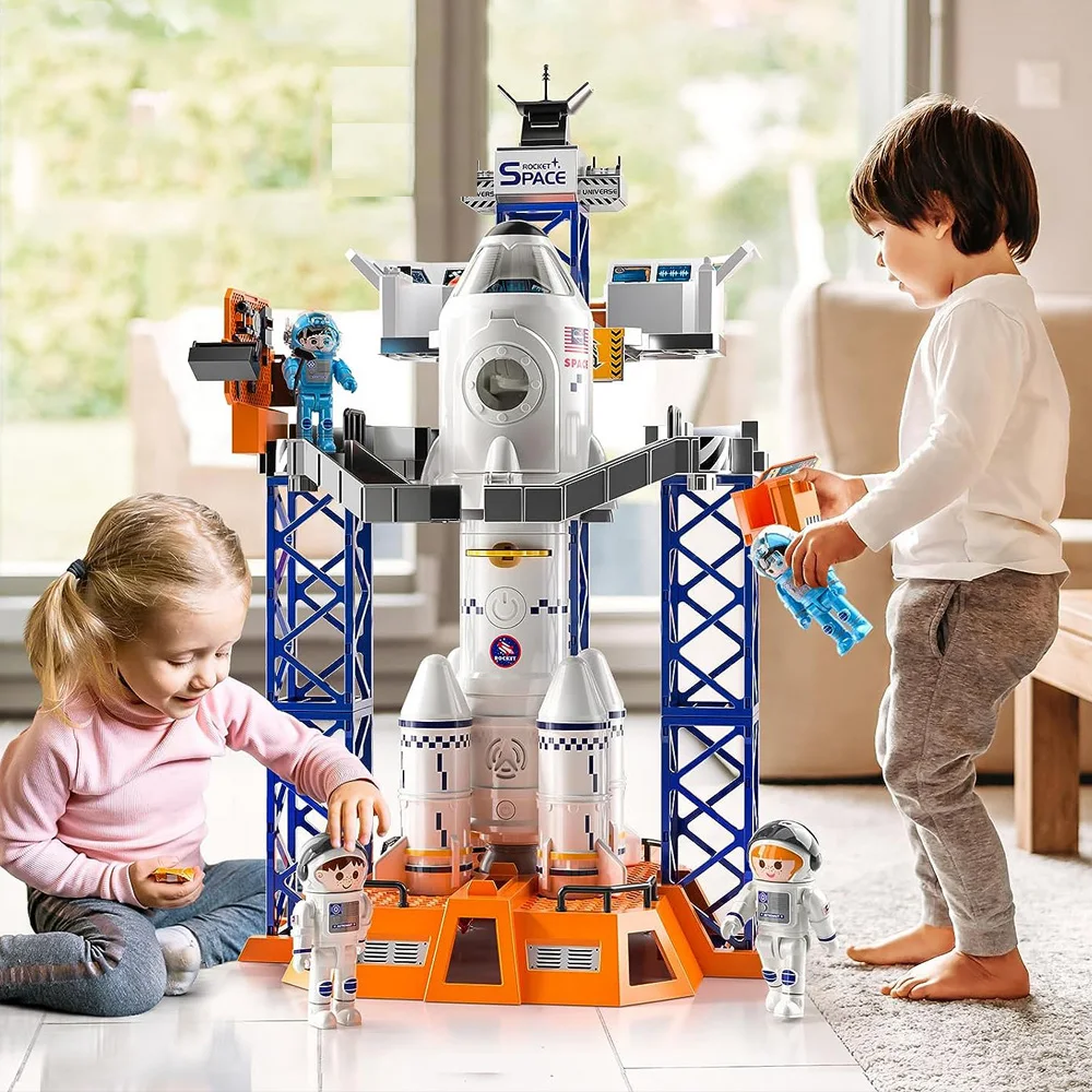 Lucky Toys Stomp Kids Spaceship Space Rocket Ship Toys with Launch Control Center & Mini Astronaut