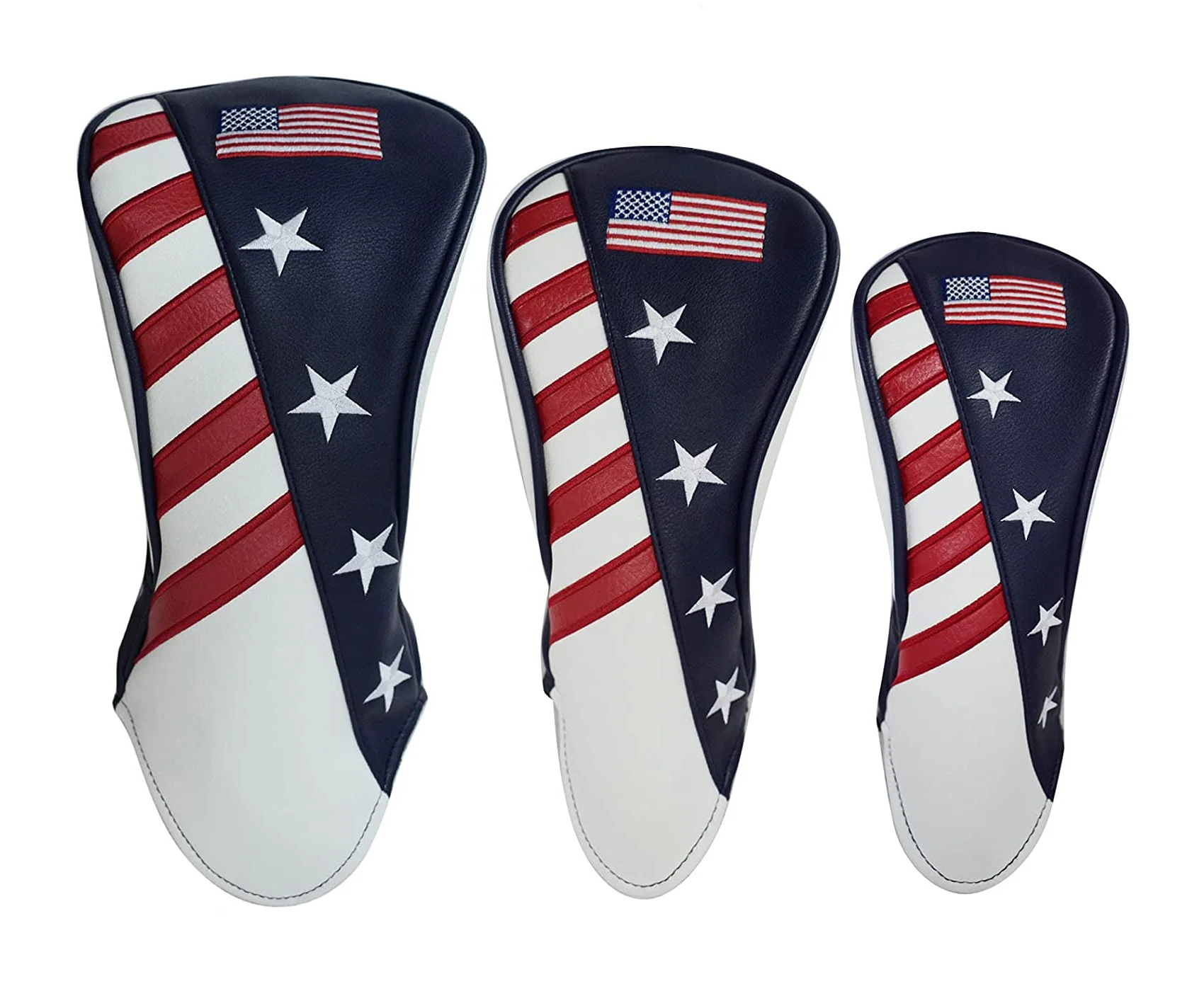 Classic Look Golf wood Headcovers Set Golf Club Head Covers Set for All Fairway and Driver Clubs Fits 460cc Drivers