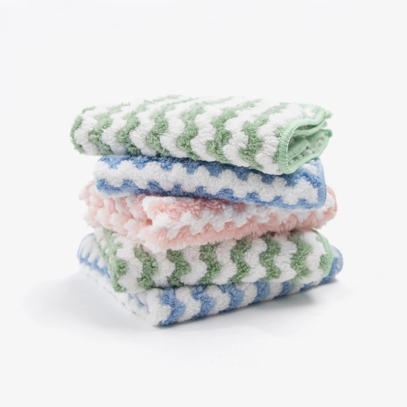 Manywell Customized Coral Fleece Cationic Cleaning Cloth Kitchen Thickened Dishwashing Cloth Household Microfiber Towel